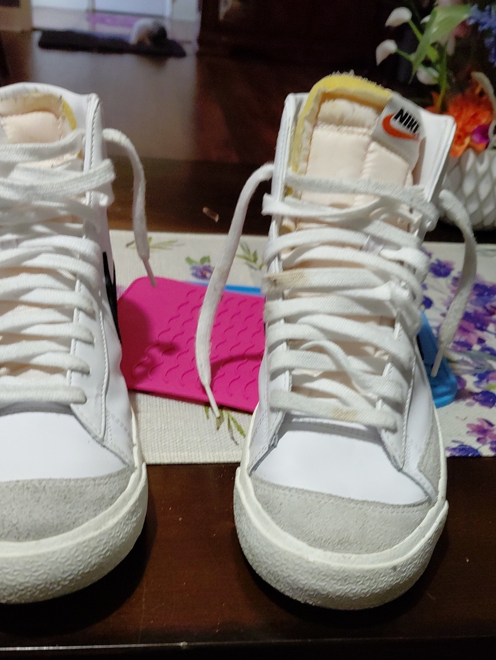 Nike Men White High-Top Sneakers with Orange Logo Accent No Box Size 10